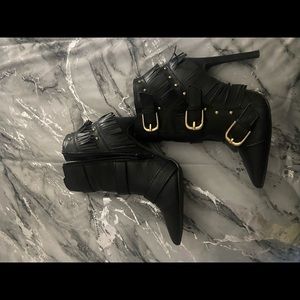 BLACK AND GOLD ANKLE BOOTIES